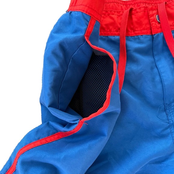 EUC DC Comics Superman Swim Trunks Basket Mesh 3 Pocket | Blue Red | Men’s Large - Picture 9 of 13